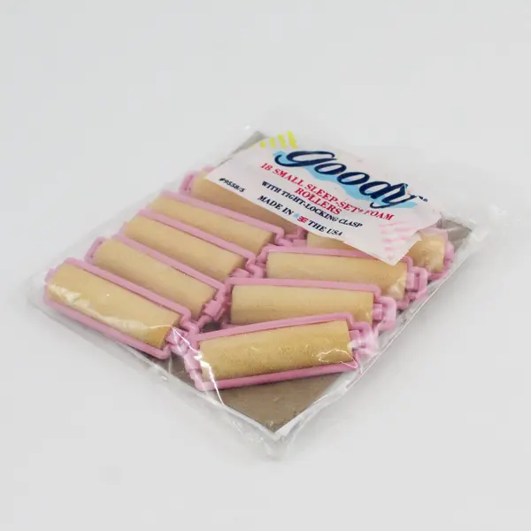 Goody Partial Bag 12 Small Sleep-Set Foam Rollers Pink Tight-Locking Clasp USA