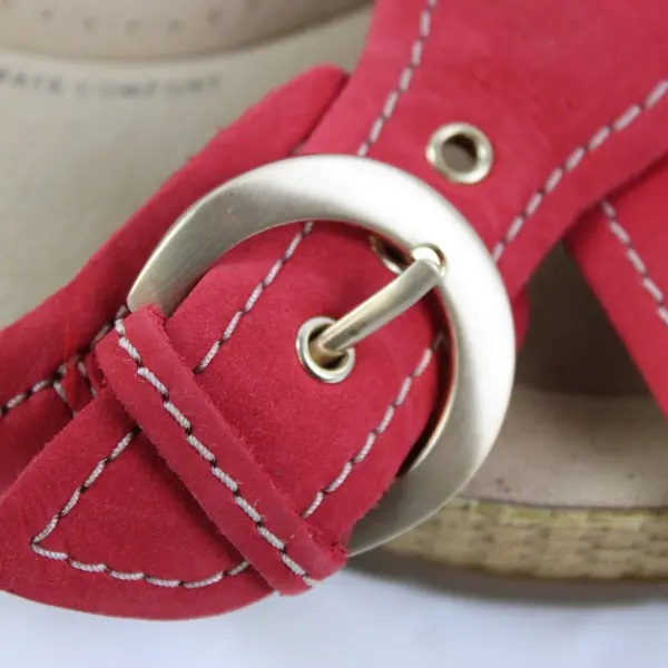 Clarks Ultimate Comfort Red Suede Slide Sandals Womens US 8.5