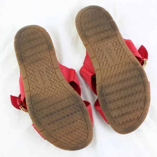 Clarks Ultimate Comfort Red Suede Slide Sandals Womens US 8.5