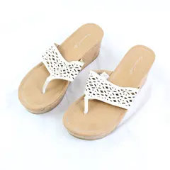 American Eagle White Faux Leather Wedge Sandals Women's US Size 7.5