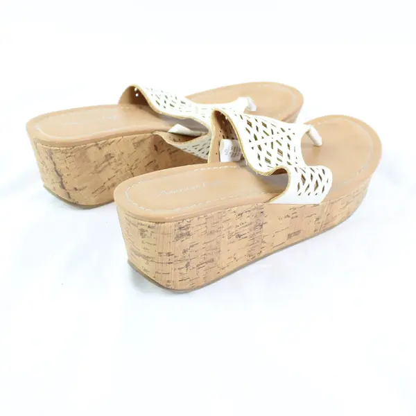 American Eagle White Faux Leather Wedge Sandals Women's US Size 7.5