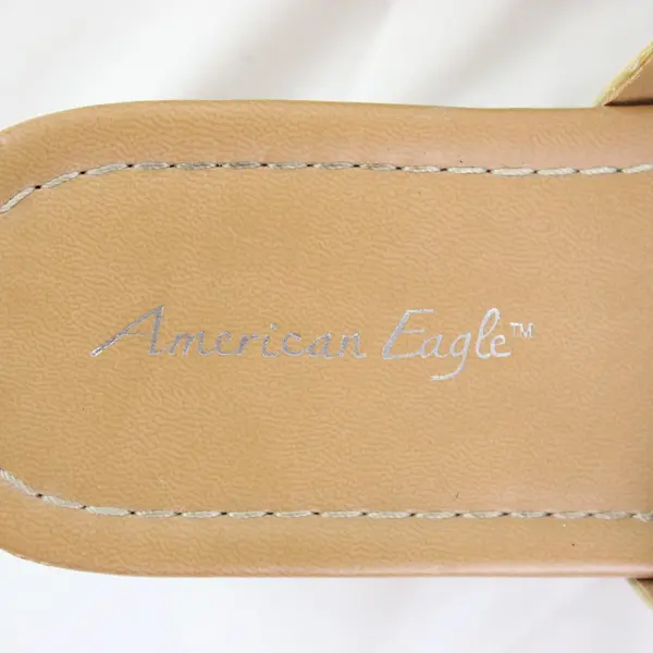 American Eagle White Faux Leather Wedge Sandals Women's US Size 7.5