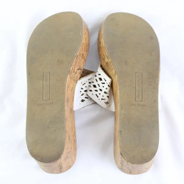 American Eagle White Faux Leather Wedge Sandals Women's US Size 7.5