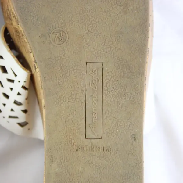 American Eagle White Faux Leather Wedge Sandals Women's US Size 7.5