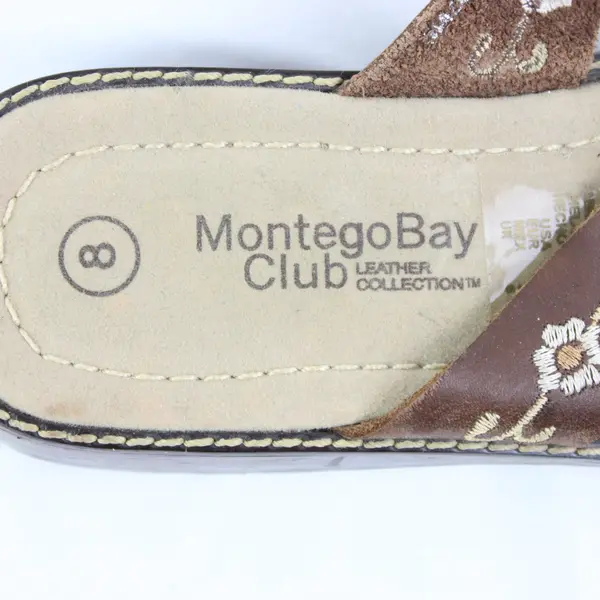 Montego Bay Club Women's Brown Leather Wedge Sandals Size 8