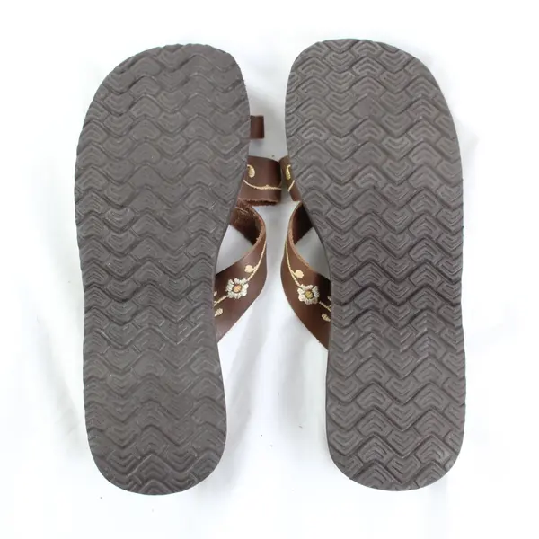 Montego Bay Club Women's Brown Leather Wedge Sandals Size 8