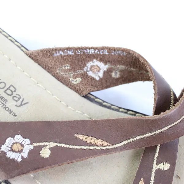 Montego Bay Club Women's Brown Leather Wedge Sandals Size 8