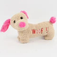 Homerbest Dachshund Plush Cream Tan Pink Embroidered Stuffed Animal