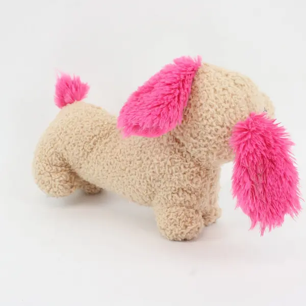 Homerbest Dachshund Plush Cream Tan Pink Embroidered Stuffed Animal