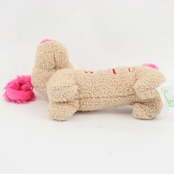 Homerbest Dachshund Plush Cream Tan Pink Embroidered Stuffed Animal