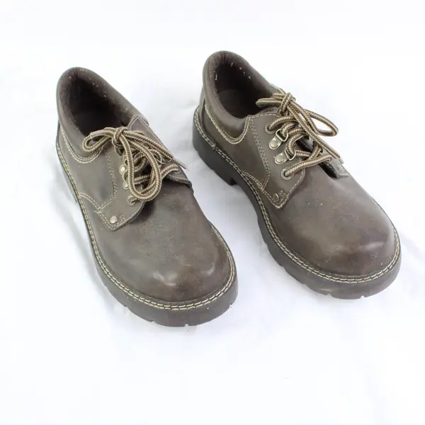 Rugged Outback Dark Brown Faux Leather Chunky Lace-Up Shoes Women's US Size 8.5W