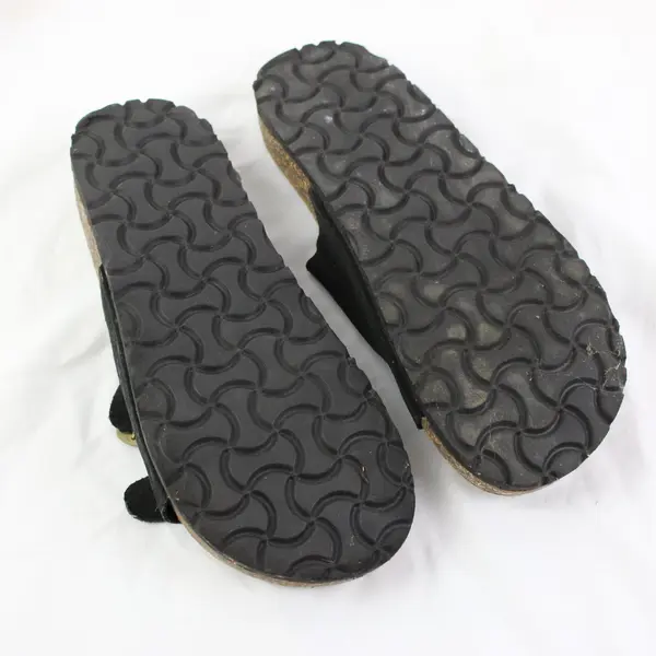 Faded Glory Black Leather Buckle Sandals Women's US Size 7