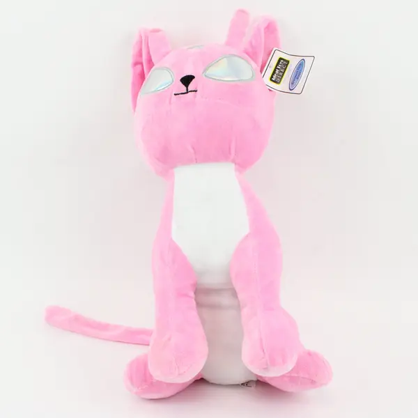 Ideal Toys Direct Pink Alien Cat Plush 15in Sitting Iridescent Eyes