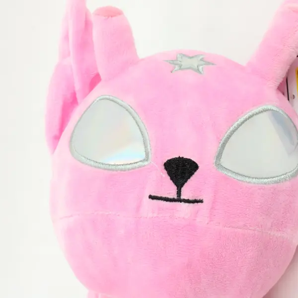 Ideal Toys Direct Pink Alien Cat Plush 15in Sitting Iridescent Eyes