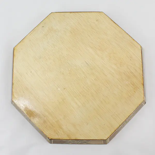  Octagonal Middle Eastern Wood Marquetry Mosaic Bowl 12"