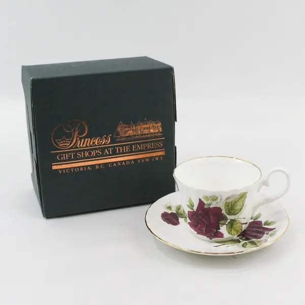 Vintage Royal Stuart Bone China Purple Rose Teacup and Saucer Made in England