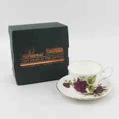 Vintage Royal Stuart Bone China Purple Rose Teacup and Saucer Made in England