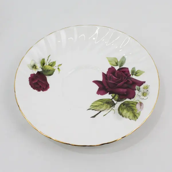 Vintage Royal Stuart Bone China Purple Rose Teacup and Saucer Made in England