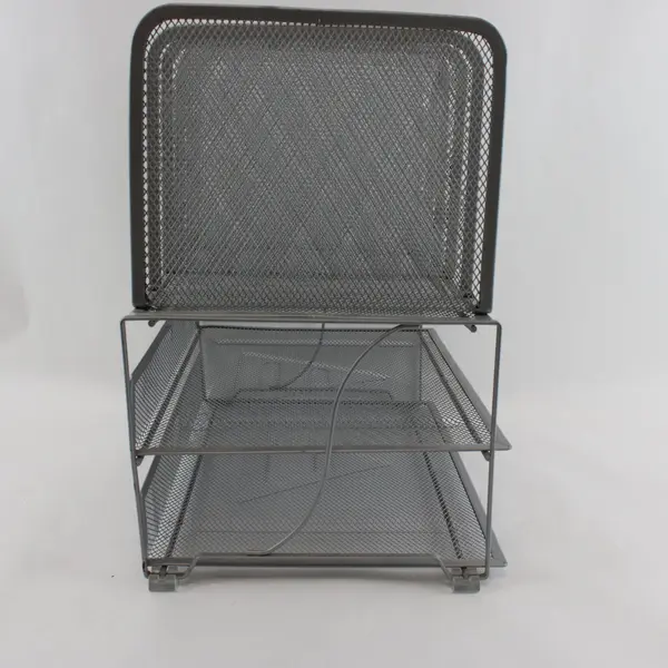Silver-Tone Metal Mesh 3-Tier Desk Organizer School Office