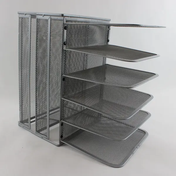 Silver-Tone Metal Mesh 3-Tier Desk Organizer School Office