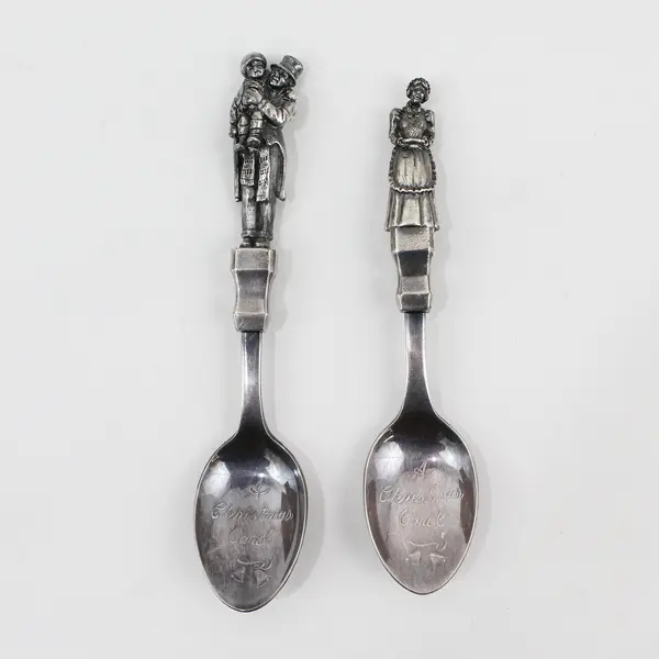 4  Reed and Barton A Christmas Carol Silver Plate Spoons 2 Ghosts Cratchits