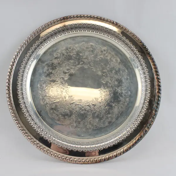 Vintage Wm A Rogers Silverplate Pierced Reticulated Serving Platter 14.75"