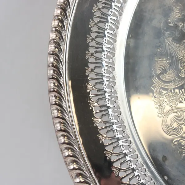 Vintage Wm A Rogers Silverplate Pierced Reticulated Serving Platter 14.75"