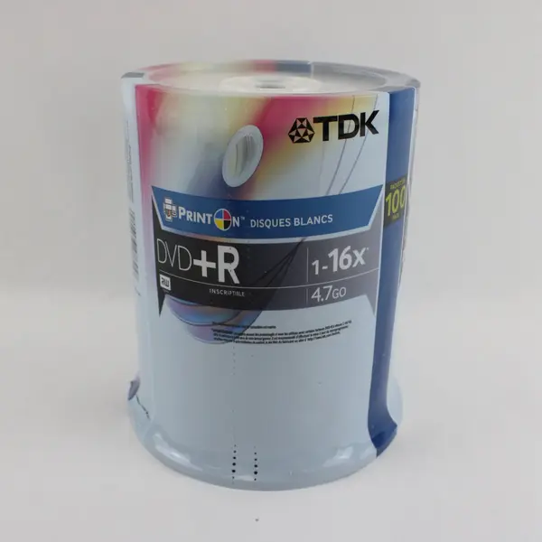 TDK DVD+R Blank Media Discs 100 Pack 4.7GB 16x Printable White Spindle