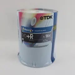 TDK DVD+R Blank Media Discs 100 Pack 4.7GB 16x Printable White Spindle