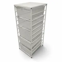 Elfa 5-Drawer Mesh Storage Cart White Metal Frame 47in - Local Pickup Only
