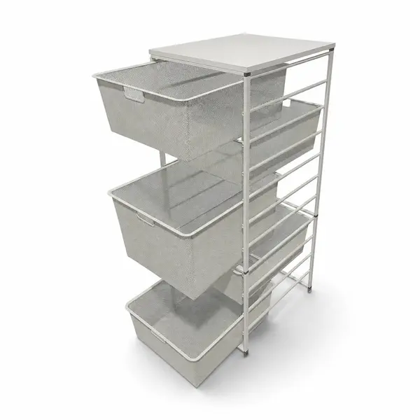 Elfa 5-Drawer Mesh Storage Cart White Metal Frame 47in - Local Pickup Only