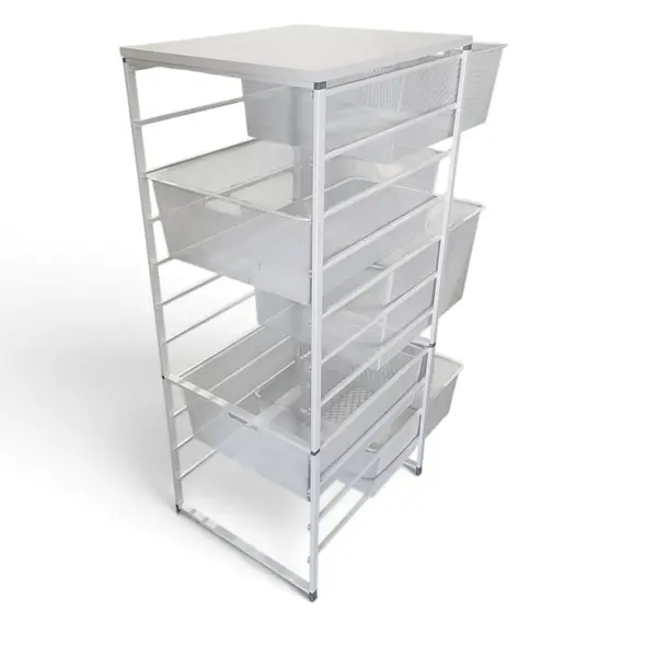 Elfa 5-Drawer Mesh Storage Cart White Metal Frame 47in - Local Pickup Only