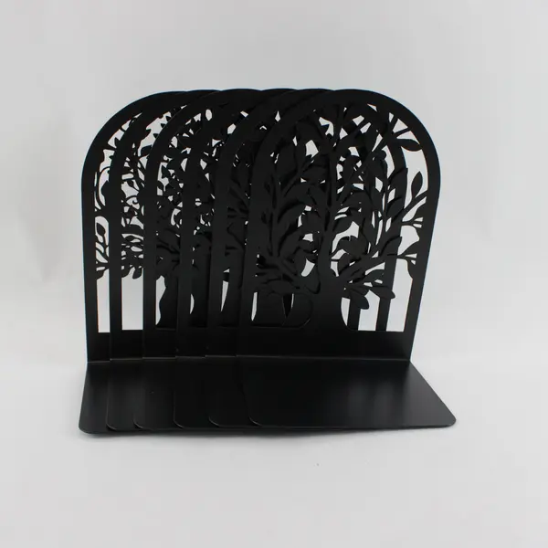 Set of 6 Large Black Metal Tree Silhouette Decorative Bookends, New 