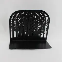 Set of 6 Large Black Metal Tree Silhouette Decorative Bookends, New 