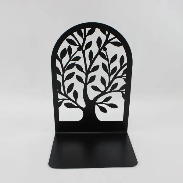 Set of 6 Large Black Metal Tree Silhouette Decorative Bookends, New 