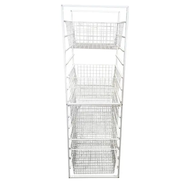 Norscan Wire Basket Storage Rack 4 Baskets 57in Tall 22x22 Chrome - Local Pickup
