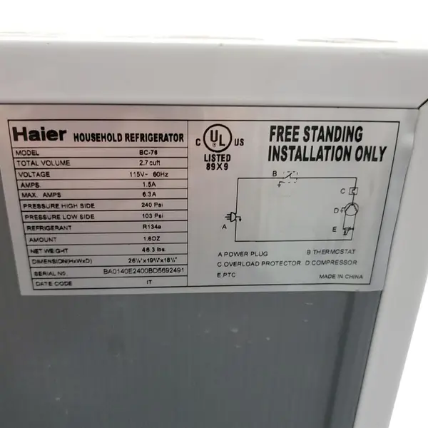 Haier BC-76 Mini Fridge w Freezer Compact Dorm Office Refrigerator
