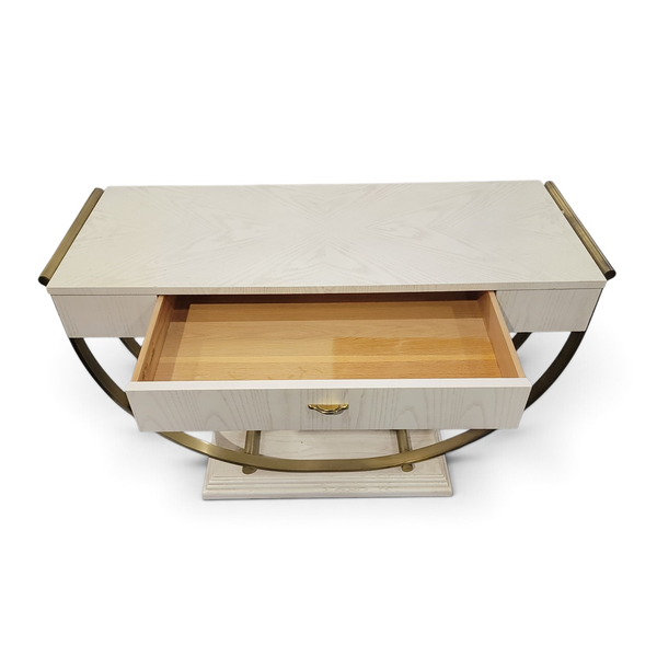 Thomasville White Gold Console Sofa Entryway Table Drawer - Freight/Local Pickup