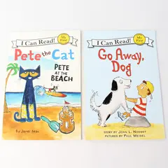 Lot of 2 I Can Read Books Go Away Dog Pete The Cat Pete At The Beach PB