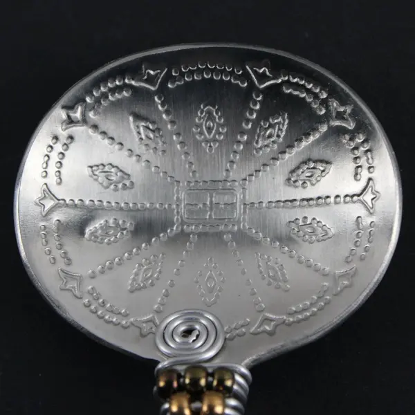 Unique SS Ornate Embellished Miniature Ladle Decorative Beads & Silver Wire 4"