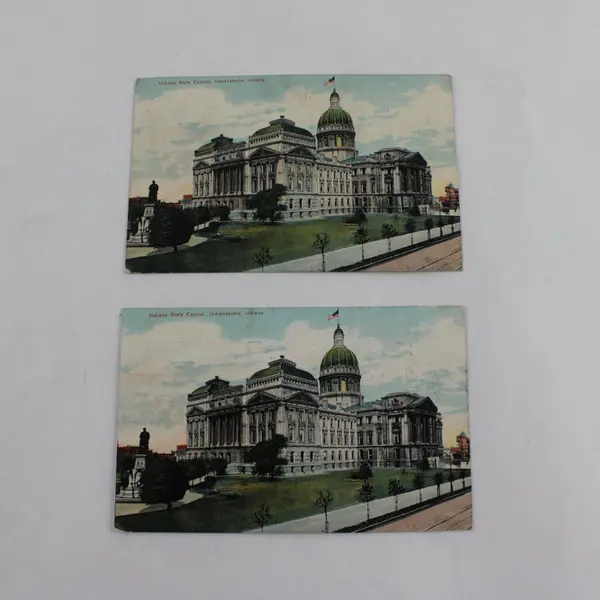 Lot of 2 1909 Indiana State Capitol Postcards The Indiana News Company