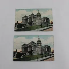 Lot of 2 1909 Indiana State Capitol Postcards The Indiana News Company