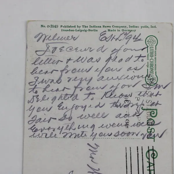 Lot of 2 1909 Indiana State Capitol Postcards The Indiana News Company