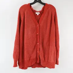 Belle Kim Gravel Orange Button-Front Knit Cardigan Women's 3X