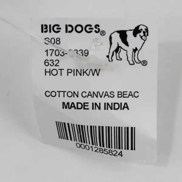 Big Dogs Pink and White Canvas Drawstring Beach Bag 15"