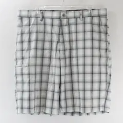 Grand Slam Mens Size 36 White Black Gray Plaid Shorts Zipper Side Pocket