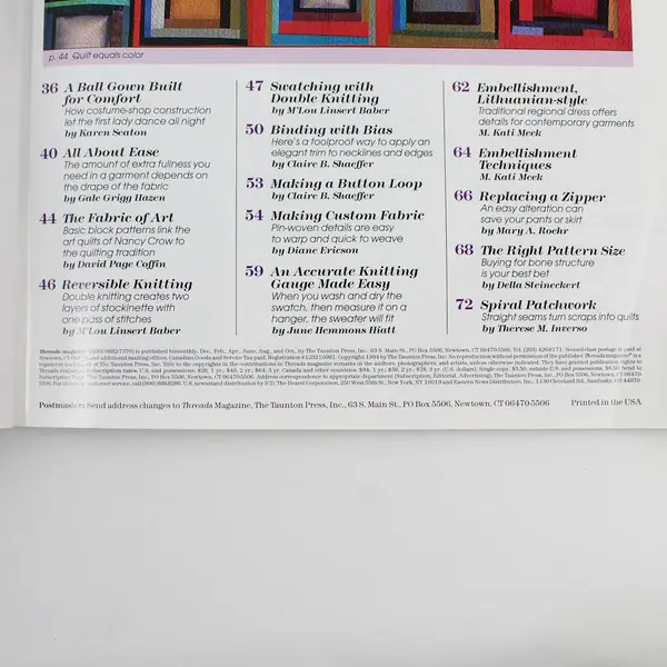 Threads Issue 51 Feb/Mar 1994 Making Custom Fabric for Clothes