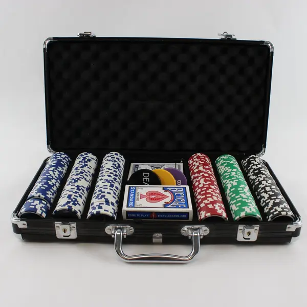 Portable Poker Chips Set 300-Count Aluminum Carry Case 2-6 Players