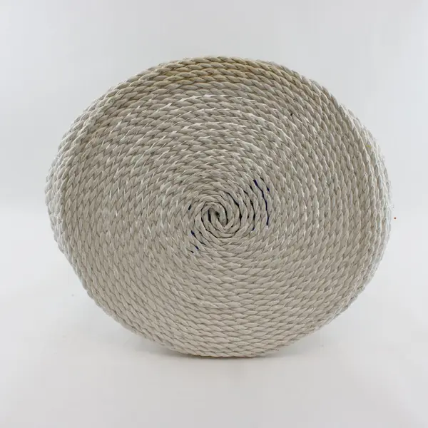 White Woven Round Paper Rope Storage Basket W/Handles