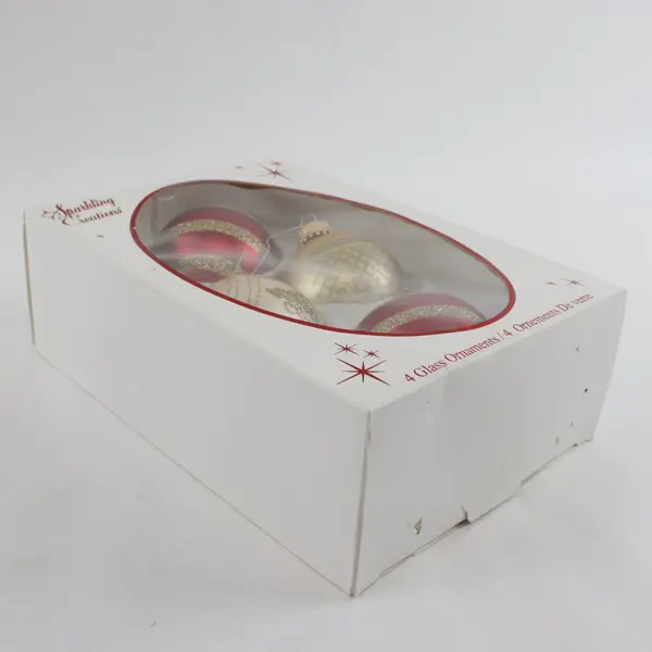 Sparkling Creations Set of 4 Glass Ornaments Gold Red 407002